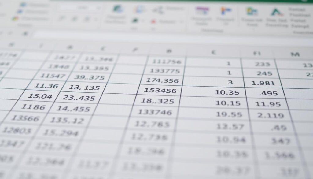 A close-up view of an Excel spreadsheet, showcasing various cell references. The foreground features a grid of cells with clear, distinct borders, highlighting the structure of the spreadsheet. The cells contain numerical values and formulas, illustrating the intricate relationship between cells and their references. The middle ground showcases the surrounding interface, with the familiar ribbon and toolbar, providing context. The background is softly blurred, emphasizing the focal point of the cell references. The lighting is natural, with a gentle, diffused illumination, creating a sense of depth and clarity. The overall mood is one of precision, organization, and the analytical nature of spreadsheet software.