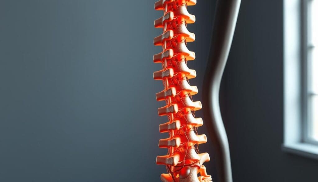 A detailed, anatomically accurate illustration of the intricate relationship between the spine and the nervous system. Rendered in a realistic, scientific style with a focus on the key structural components. Gently lit from the side to highlight the three-dimensional complexity, captured from a slightly elevated angle to provide a clear, comprehensive view. The scene conveys a sense of clinical precision, emphasizing the importance of understanding this fundamental connection for effective diagnosis and treatment of lower back and leg pain. A detailed, anatomically accurate illustration of the intricate relationship between the spine and the nervous system. Rendered in a realistic, scientific style with a focus on the key structural components. Gently lit from the side to highlight the three-dimensional complexity, captured from a slightly elevated angle to provide a clear, comprehensive view. The scene conveys a sense of clinical precision, emphasizing the importance of understanding this fundamental connection for effective diagnosis and treatment of lower back and leg pain.