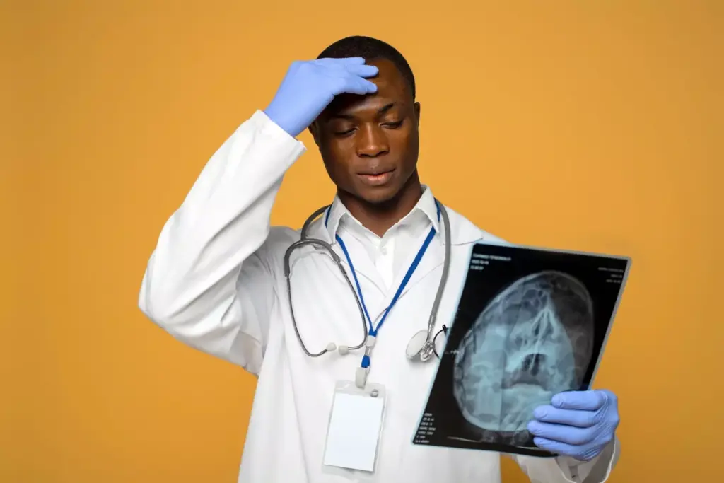 A detailed close-up of a human brain with an ominous gray mass, representing a brain tumor, casting a dark shadow over the surrounding neural tissue. The tumor appears to be pressing against the brain matter, disrupting the natural flow of synaptic connections. The image is rendered in a somber, muted color palette, with a subtle depth of field to draw the viewer's attention to the focal point. The lighting is soft and slightly moody, creating a sense of unease and the psychological impact of cognitive impairment. The overall composition conveys the profound effect a brain tumor can have on memory and cognitive function. A detailed close-up of a human brain with an ominous gray mass, representing a brain tumor, casting a dark shadow over the surrounding neural tissue. The tumor appears to be pressing against the brain matter, disrupting the natural flow of synaptic connections. The image is rendered in a somber, muted color palette, with a subtle depth of field to draw the viewer's attention to the focal point. The lighting is soft and slightly moody, creating a sense of unease and the psychological impact of cognitive impairment. The overall composition conveys the profound effect a brain tumor can have on memory and cognitive function.
