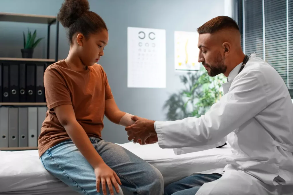 A doctor talking to a patient