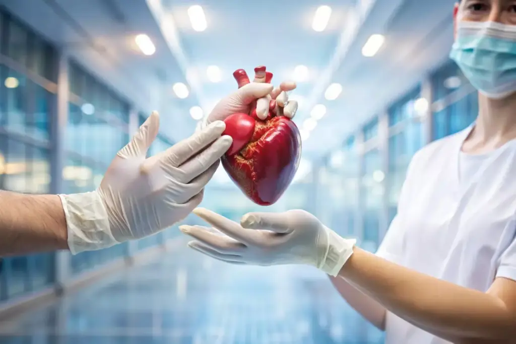 A medical treatment scene for a myocardial infarction, captured with a cinematic lens. In the foreground, a team of healthcare professionals urgently administer lifesaving therapies to a patient lying on an examination table, their chest exposed to reveal the damaged heart. Specialized equipment like cardiac monitors and IV drips surround the scene, casting a warm glow. The middle ground features a mix of medical personnel, each focused on their critical roles. In the background, a sense of hustle and purpose pervades the clinical environment, with subtle hints of advanced imaging technology. The overall mood is one of intense focus, urgency, and the determination to save a life in the face of a life-threatening cardiac event. A medical treatment scene for a myocardial infarction, captured with a cinematic lens. In the foreground, a team of healthcare professionals urgently administer lifesaving therapies to a patient lying on an examination table, their chest exposed to reveal the damaged heart. Specialized equipment like cardiac monitors and IV drips surround the scene, casting a warm glow. The middle ground features a mix of medical personnel, each focused on their critical roles. In the background, a sense of hustle and purpose pervades the clinical environment, with subtle hints of advanced imaging technology. The overall mood is one of intense focus, urgency, and the determination to save a life in the face of a life-threatening cardiac event.