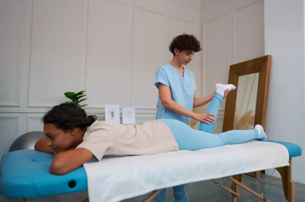 A serene acupuncture treatment session for colon cancer symptom management. In the foreground, a patient lies peacefully on a massage table, their abdomen exposed as a skilled acupuncturist delicately inserts fine needles along the meridians. Soft, warm lighting filters through the window, casting a calming glow. In the middle ground, various acupuncture tools and medicinal herbs are arranged neatly. The background features traditional Chinese artwork, creating a soothing, holistic atmosphere. The scene evokes a sense of trust, care, and the integration of mind, body, and spirit in the pursuit of natural healing. A serene acupuncture treatment session for colon cancer symptom management. In the foreground, a patient lies peacefully on a massage table, their abdomen exposed as a skilled acupuncturist delicately inserts fine needles along the meridians. Soft, warm lighting filters through the window, casting a calming glow. In the middle ground, various acupuncture tools and medicinal herbs are arranged neatly. The background features traditional Chinese artwork, creating a soothing, holistic atmosphere. The scene evokes a sense of trust, care, and the integration of mind, body, and spirit in the pursuit of natural healing.
