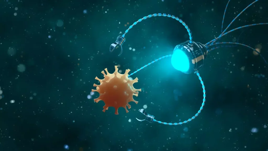 A vibrant, dynamic illustration of CAR T cell therapy, showcasing the revolutionary approach to cancer treatment. In the foreground, a cluster of engineered T cells, their surfaces adorned with specialized receptors, poised to engage and eliminate malignant cells. In the middle ground, a tumorous mass, its structure fractured and disintegrating, as the empowered T cells infiltrate and disrupt its growth. The background bathes in a warm, golden light, symbolizing the hope and promise of this innovative therapeutic strategy. Captured with a sharp, high-resolution lens, the scene conveys the intricate, cellular-level mechanics that underpin this groundbreaking cancer treatment. A vibrant, dynamic illustration of CAR T cell therapy, showcasing the revolutionary approach to cancer treatment. In the foreground, a cluster of engineered T cells, their surfaces adorned with specialized receptors, poised to engage and eliminate malignant cells. In the middle ground, a tumorous mass, its structure fractured and disintegrating, as the empowered T cells infiltrate and disrupt its growth. The background bathes in a warm, golden light, symbolizing the hope and promise of this innovative therapeutic strategy. Captured with a sharp, high-resolution lens, the scene conveys the intricate, cellular-level mechanics that underpin this groundbreaking cancer treatment.