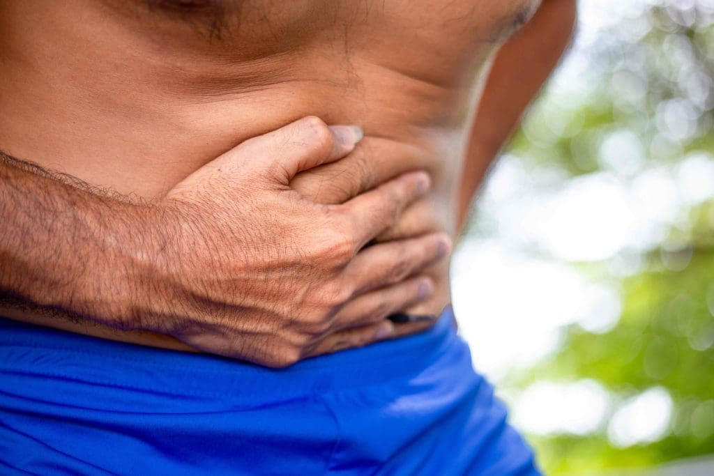 close-up view of an unsettled human stomach