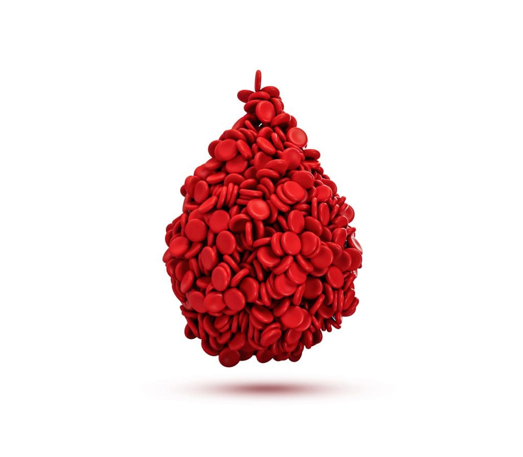 drop red blood cells isolated white background 3d illustration LIV Hospital