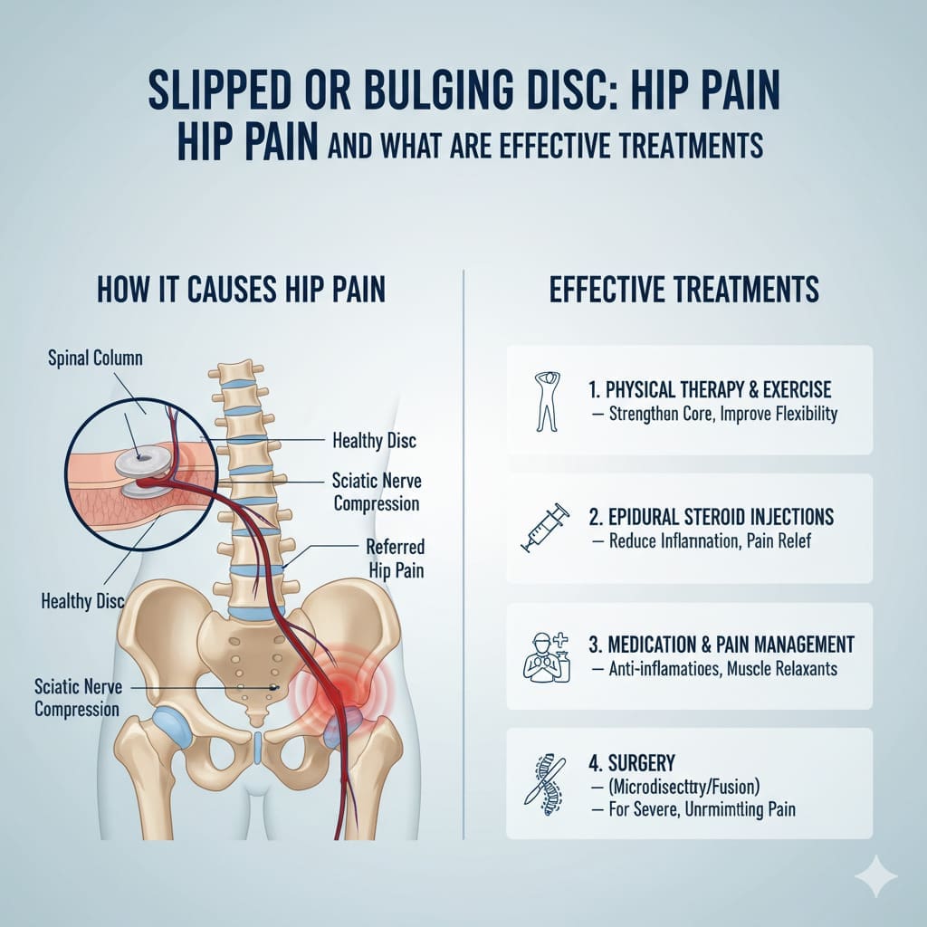How Can a Slipped or Bulging Disc Cause Hip Pain and What Are Effective Treatments? 1 How Can a Slipped or Bulging Disc Cause Hip Pain and What Are Effective Treatments?